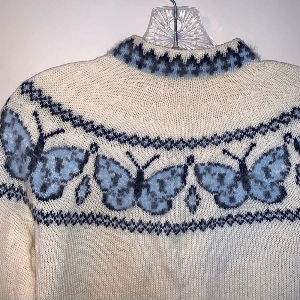 Vintage Hudson's Bay Company 100% Pure Wool Butterfly Fair Aisle Cardigan - Picture 9 of 9